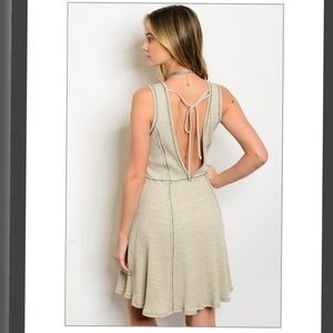 💋BEIGE RIBBED SKATER DRESS💋